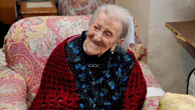 Emma Moreno on her 116th birthday in November 2016