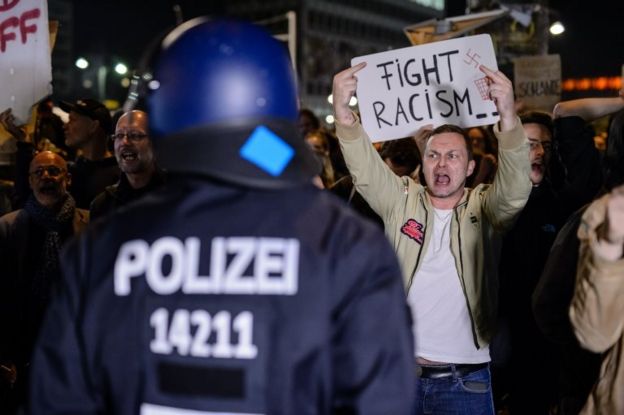 Manifestantes em Berlim