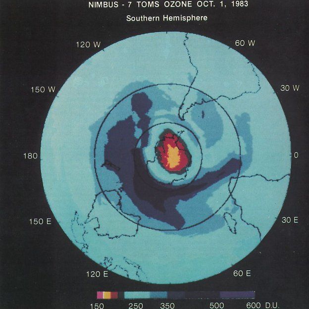 Imagen que muestra el hueco de ozono.