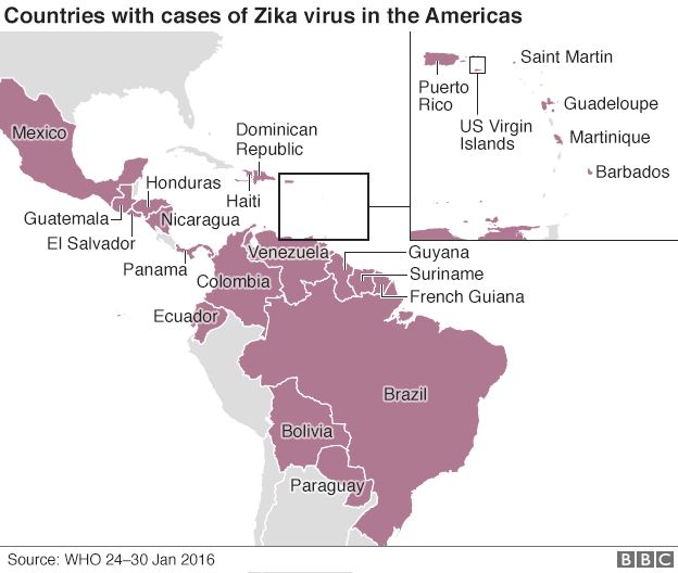 Map of Zika cases