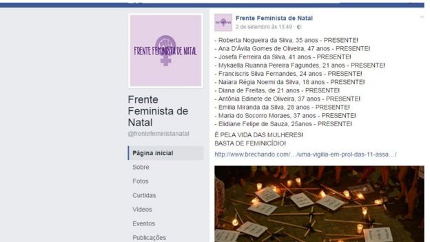 Rede Feminista de Natal faz homenagens a vítimas de feminicídio