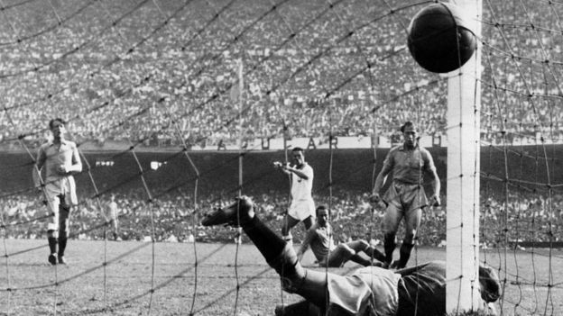 Jogo da Copa de 1950 entre Brasil e Suécia