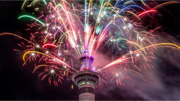Fireworks explode from Auckland