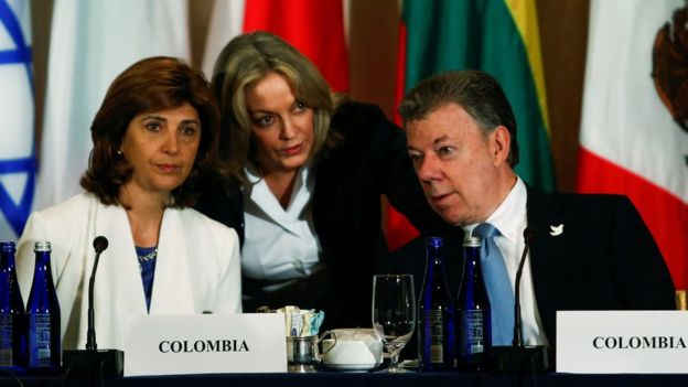 Presidente de Colombia y su canciller.