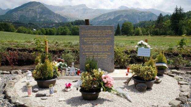 File image of monument set up in area near where Germanwings aircraft crashed in French Alps, in Le Vernet