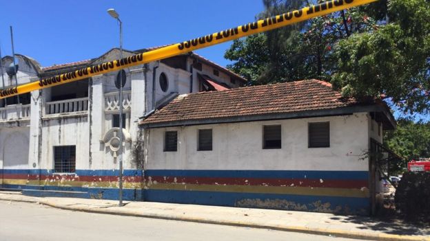 Scene in Mombasa where three women were killed after trying to stage an attack at the main police station