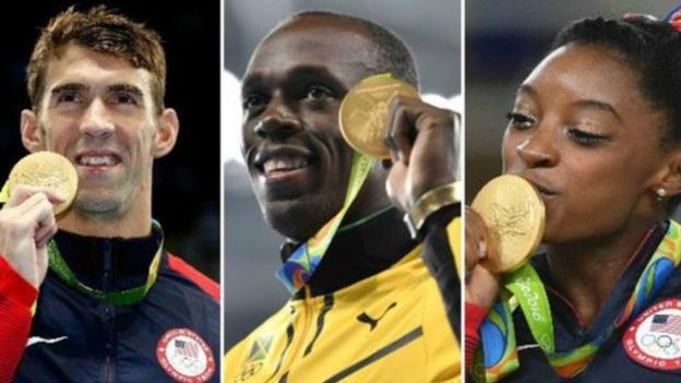 மைக்கேல் பெல்ப்ஸ், உசைன் போல்ட், சிமோன் பைல்ஸ்