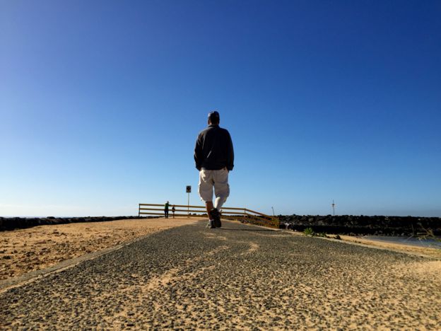 Diana Kim's father on the beach February 10, 2015