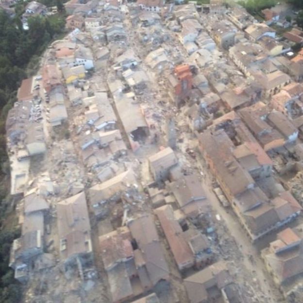 An aerial photo of Amatrice