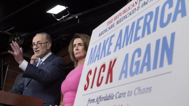 Democrats mocked Mr Trump's campaign slogan to 