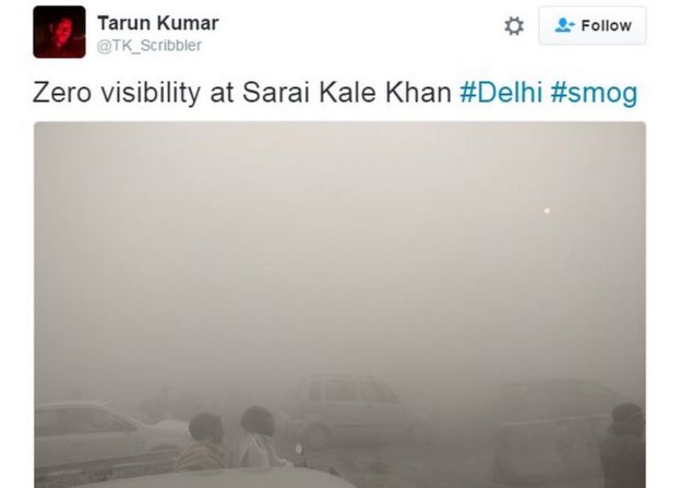 Zero visibility at Sarai Kale Khan #Delhi #smog