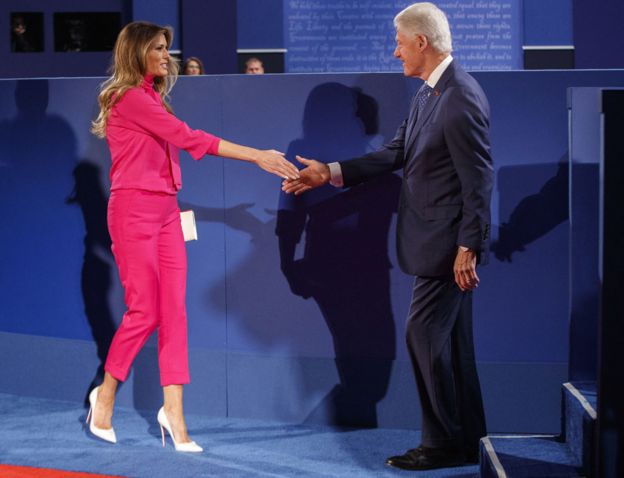 Melania Trump and Bill Clinton shook hands before the debate