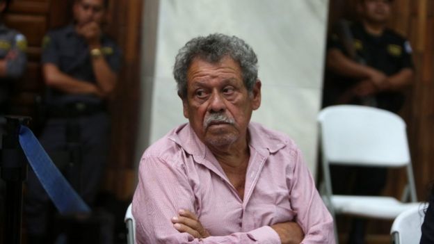 Former military commissioner Heriberto Valdez Asij, accused of sexual violence and slavery, seen in a trial by the Public Prosecutor's office in Guatemala city, Guatemala, 01 February 2016