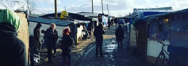 One of the streets in the Calais 'jungle'