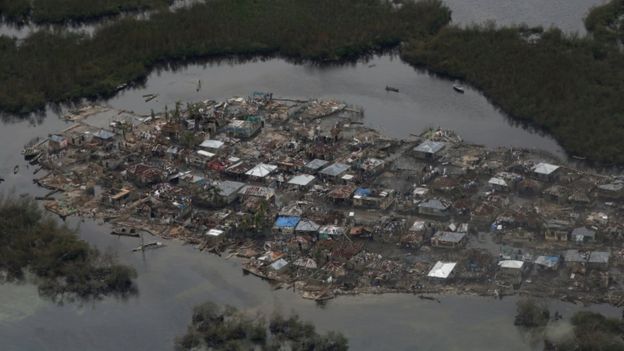An aerial view of the devastation in Corail, 6 Oct