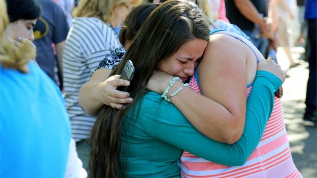 Distraught students at Umpqua Community College