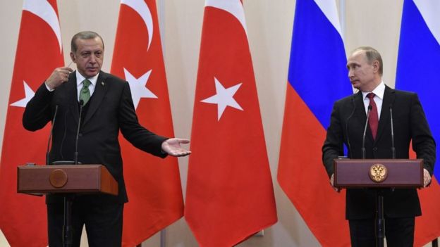 Путин и Эрдоган на пресс-конйеренции в мае 2017 года