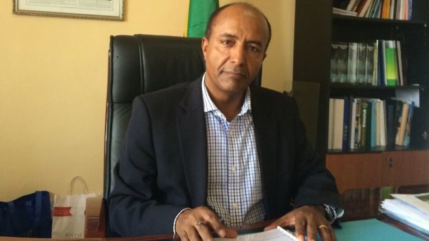 CEO of the Ethiopian Railways Corporation, Dr Engineer Getachew Betru, in his office in Addis Ababa