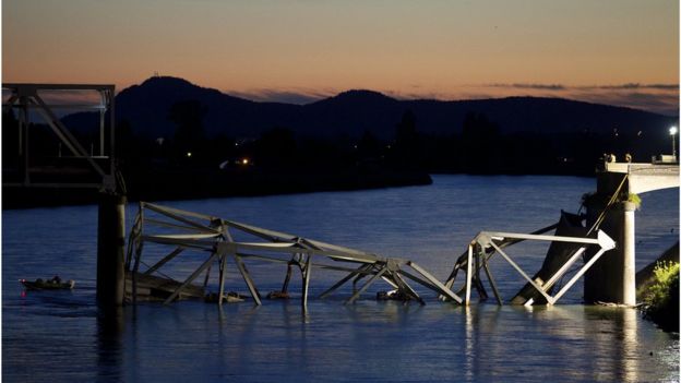 Puente derrumbado en Washington, EE.UU.