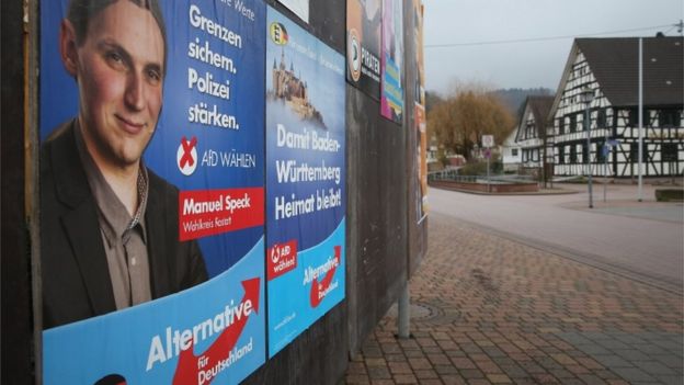 Baden-Wuerttemberg state election campaign in Michelbach