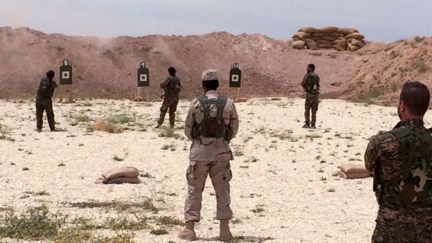 Syrian Arab trainees at an undisclosed training range in northern Syria on May 21, 2016