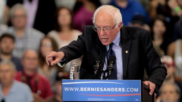 Bernie Sanders addresses supporters in West Virginia on 26 April