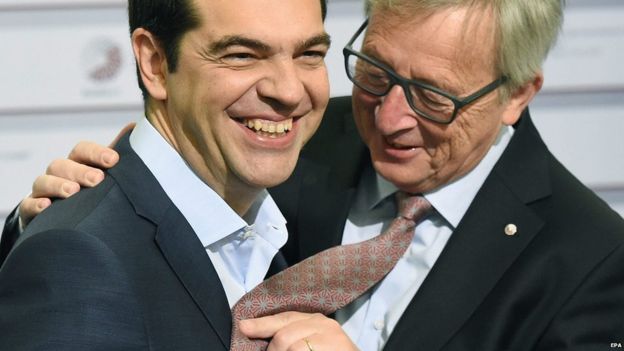 Alexis Tsipras and Jean-Claude Juncker