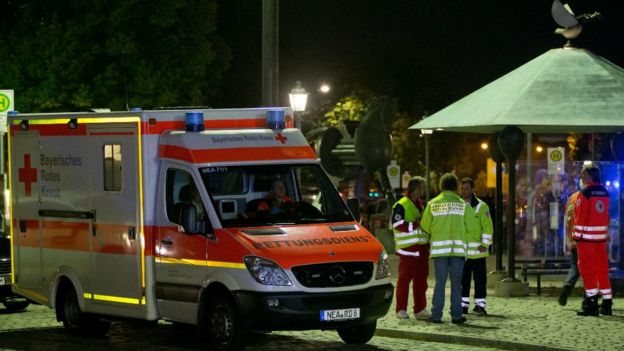 Ambulance near scene of explosion. 25 July 2016