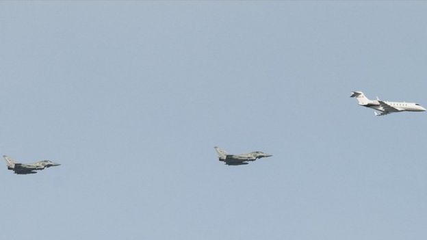 RAF jets escorting the plane