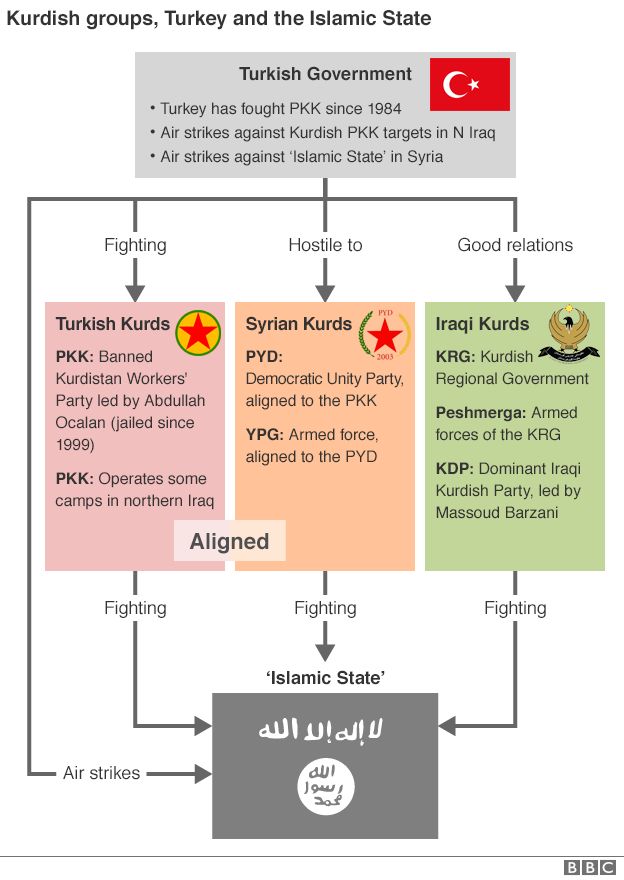 Graphic: Kurdish groups, Turkey and the Islamic State