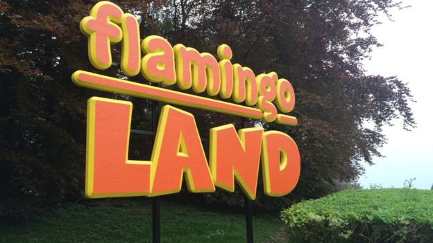 Sign for Flamingo Land