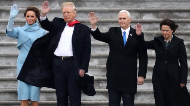 Donald Trump, Melania Trump, Mike Pence y su esposa