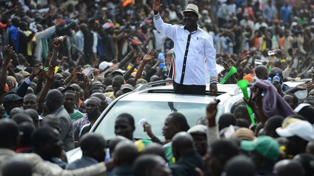 odinga on the campaign trail