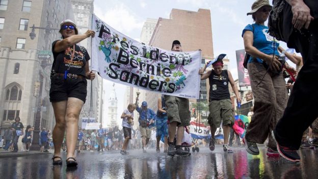 Sanders supporters protest in Philadelphia