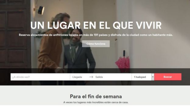 Página web de Airbnb