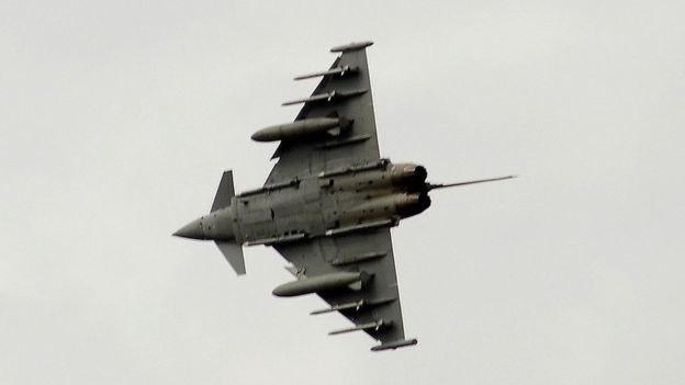 One of the RAF jets escorting the plane to Cardiff