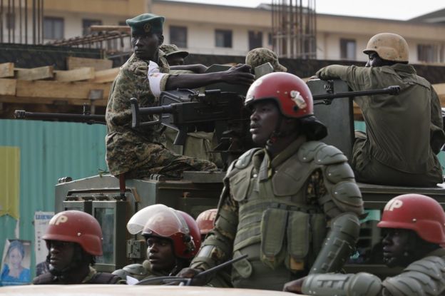 Security forces in Kampala, Uganda, 20 February