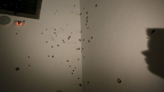 Bullet holes on wall