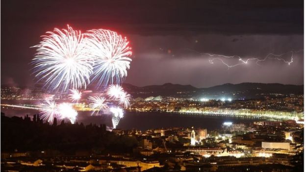 Bastille Day fireworks in Nice, France