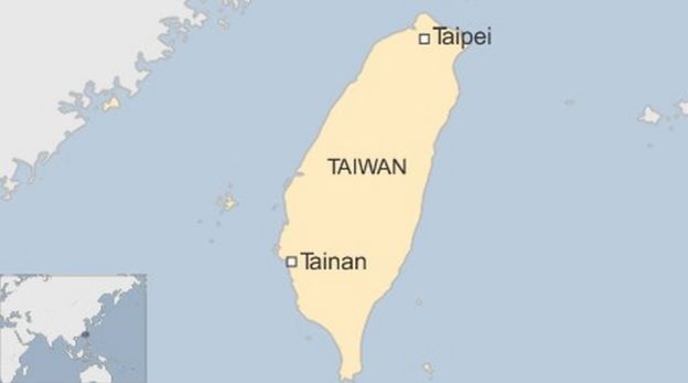 Map showing Tainan