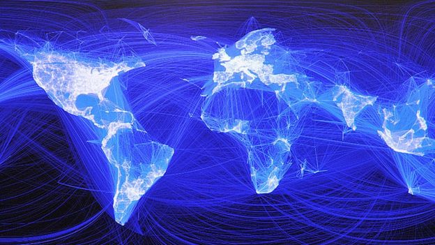 Mapa del mundo y sus conexiones a internet