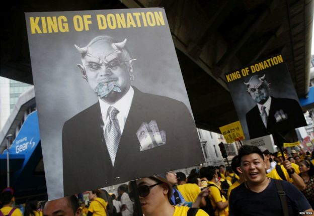 Supporters of pro-democracy group Bersih carry placards as they march in Malaysia's capital Kuala Lumpur - 29 August 2015