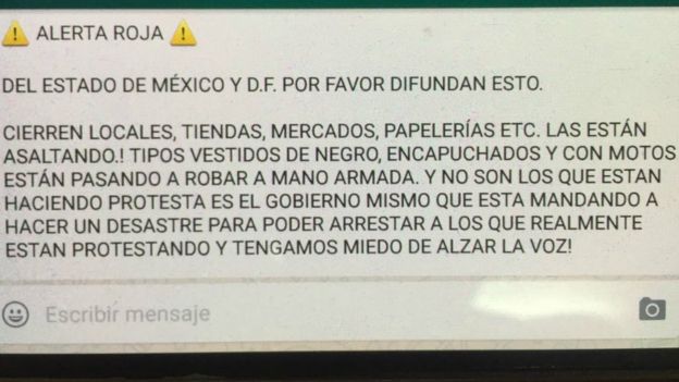 Mensaje de alerta de Whatsapp