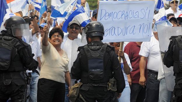 Protesta política en Nicaragua.