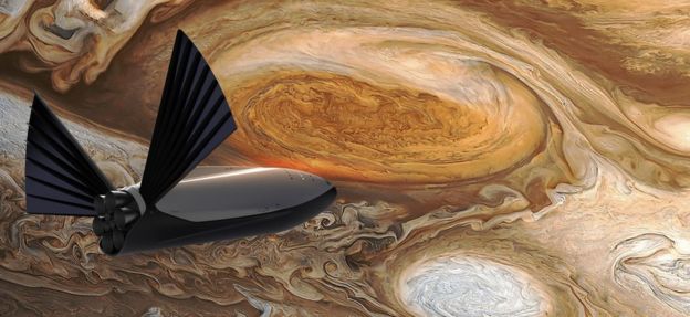 Artist's impression of spaceship at Jupiter