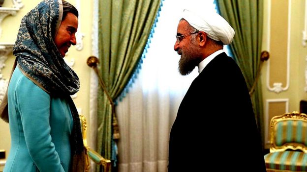 دیدار حسن روحانی رئیس جمهور ایران و فدریکا موگرینی مسئول سیاست خارجی اتحادیه اروپا در تهران