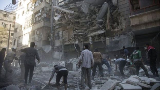 شهر حلب که بمباران شده