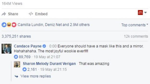 Comentario de Payne en Facebook que dice 