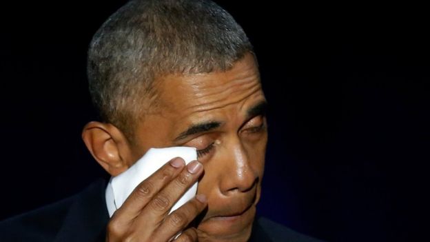 Obama seca o choro