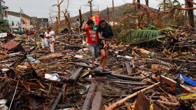 Aftermath of Typhoon Haiyan in 2013